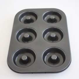 6连灰色不粘甜甜圈模具六连空心圆模烤盘烘焙模具