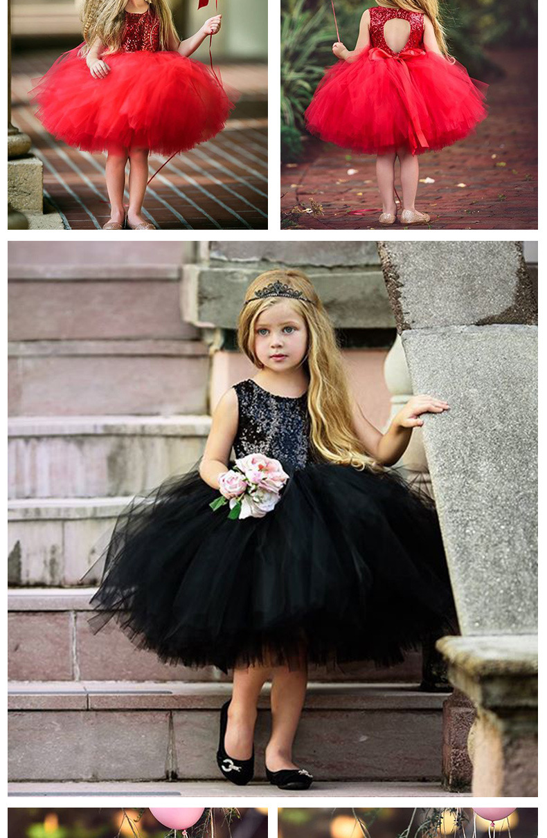 Factory Direct Sales  New Children's Round Neck Sleeveless Dress Girl's Black Solid Color Pettiskirt Princess Dress display picture 3