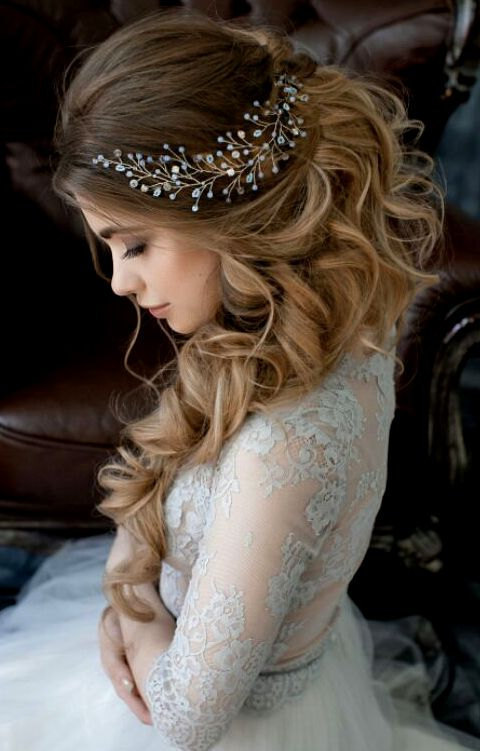 Bridal Hair Accessories Pearl Hair Band Gold Silver Crystal Gauze Dress Accessories display picture 1