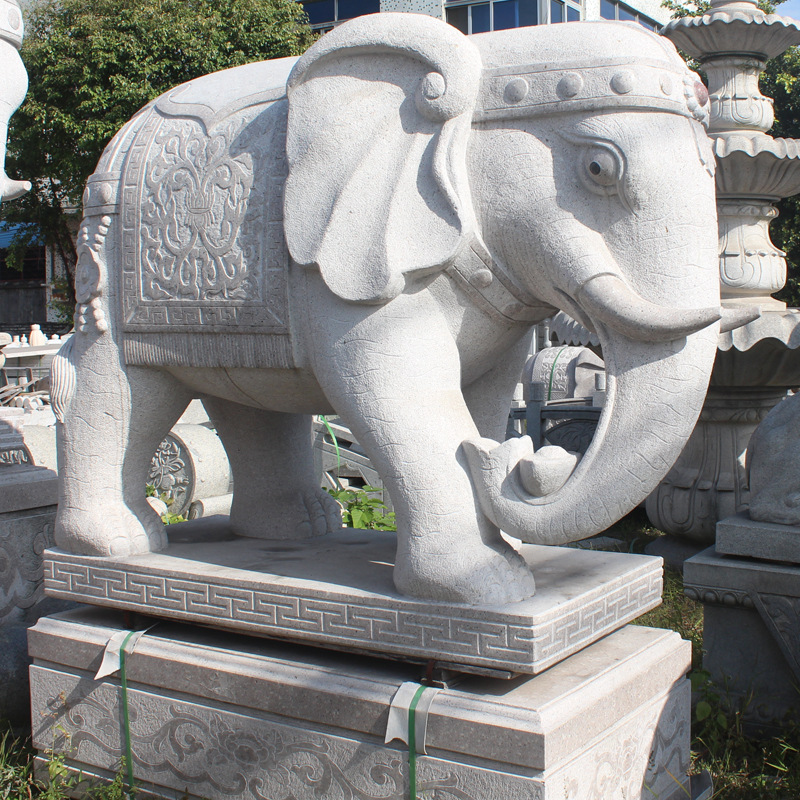 业务:13679700428 厂家批发石雕大象吉祥如意大理石母子象汉白玉大象雕塑