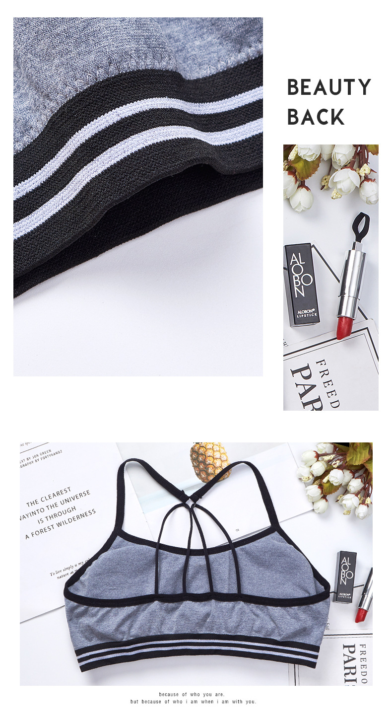 Factory direct sales: Sexy, breathable back, chest-hugging, no steel rings, comfortable base, yoga, running, sweat-absorbing sports underwear for women detail image 9