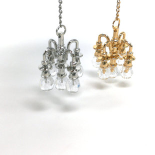 DOLLHOUSE [gold/silver five-head chandelier] Miniature food play scene crystal lamp model doll house accessories