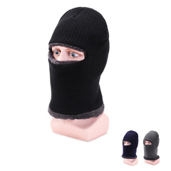 供應針織帽秋冬新款特質加絨加厚老虎帽騎車套頭護脖防風雷鋒帽