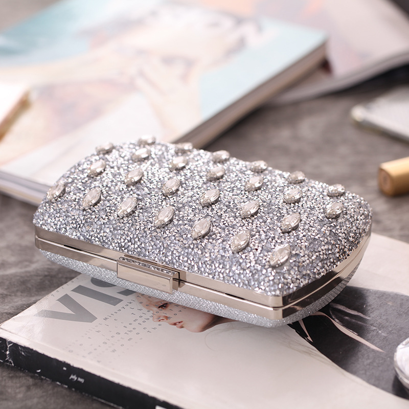 New Diamond-encrusted Evening Bag Women's Evening Dress Party Dress Clutch display picture 9