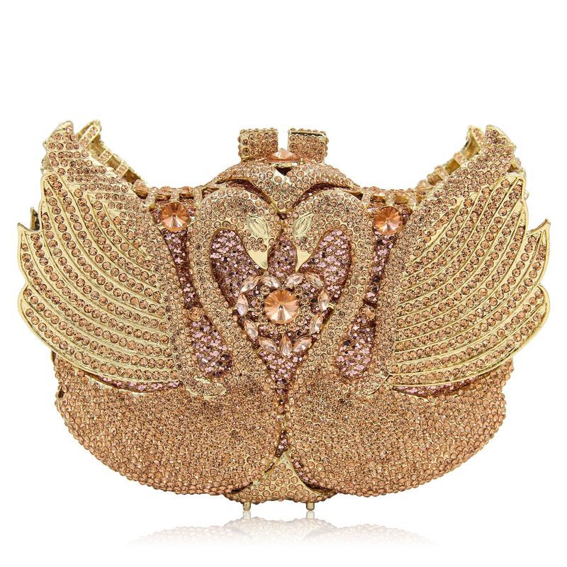 Túi clutch nữ đính kim cương thiên nga cỡ lớn dự tiệc — Màu đen, Màu hồng, Ảnh tùy chỉnh được Cá nhân hóa, Bảy màu vàng kim chi tiết 43