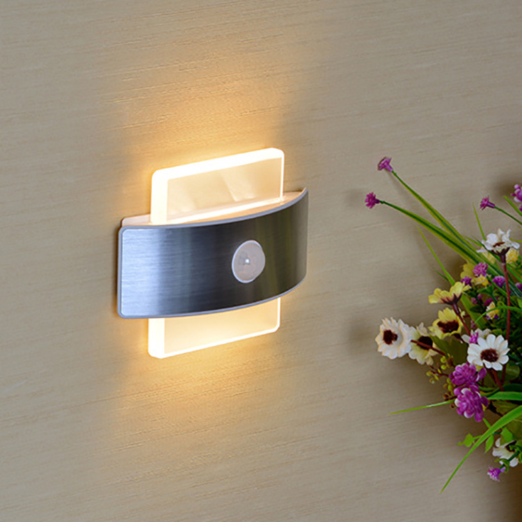 LED人体感应室内壁灯USB充电感应小夜灯橱柜灯创意智能床头灯