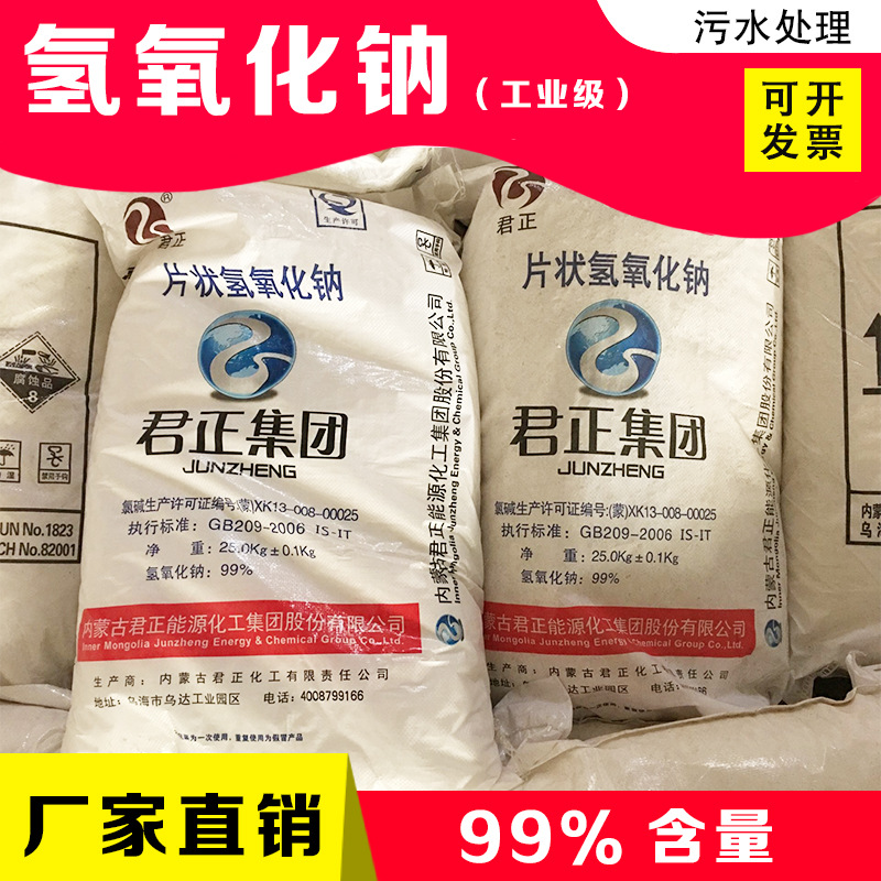 内蒙君正片碱 NaoH 污水处理 片状氢氧化钠  99%工业级 片碱厂家|ru