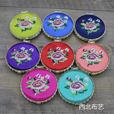 Fabric art Embroidery Small mirror silk Satin Embroidery Mirror Fabric Gift Scenic spot Explosive money apply Embroidery Cosmetic mirror