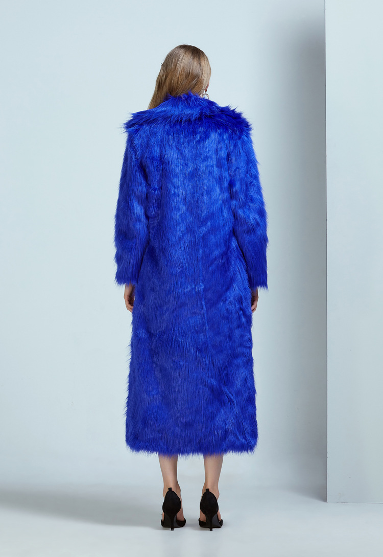 Ropa de mujer Abrigo de piel con cuello de traje superlargo de piel_voghion.com