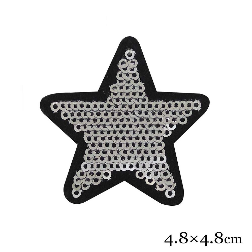 银白色星星形状珠片绣花布贴 衣服装饰胸标章配饰品辅料 满额包邮
