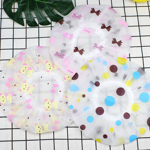 Yaling 8809 Hotel Plastic Peva Waterproof Butterfly Bow Print Women's Shower Cap Hair Wash Bath Hat Wholesale