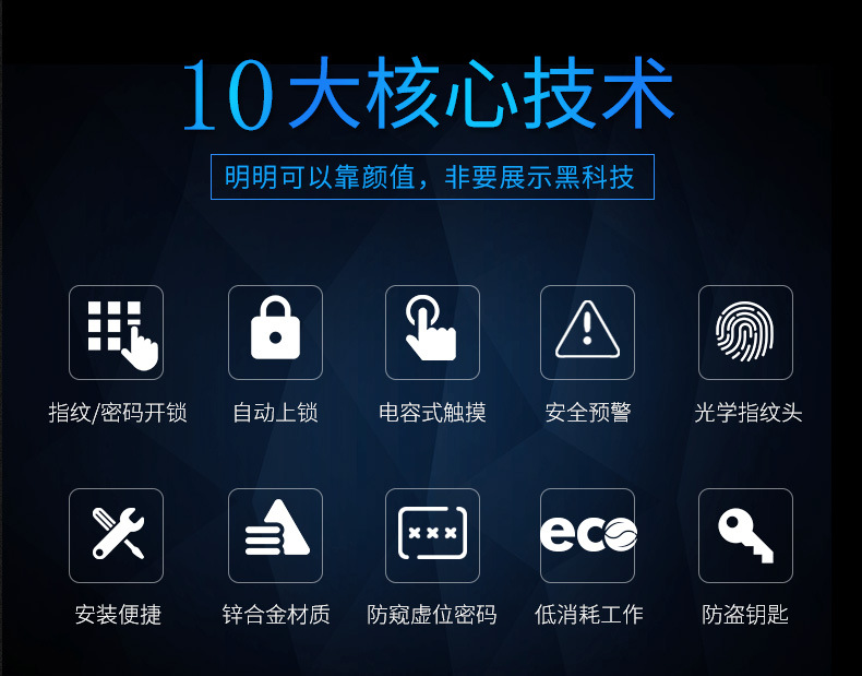 黑将军防盗门防猫眼密码刷卡磁卡酒店公寓智能锁滑盖智能锁定制