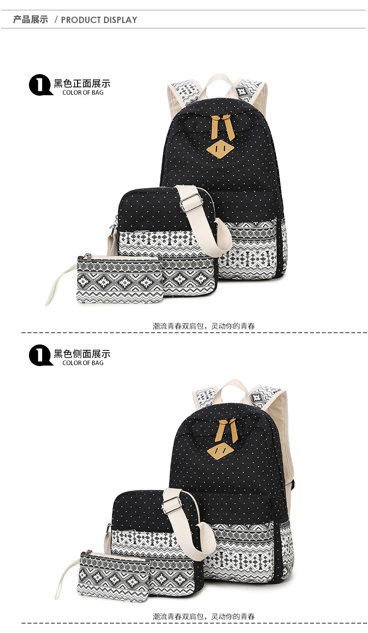 Fashion Ethnic Printed Canvas Multifunctional Three-piece Backpack Wholesale Nihaojewelry display picture 13