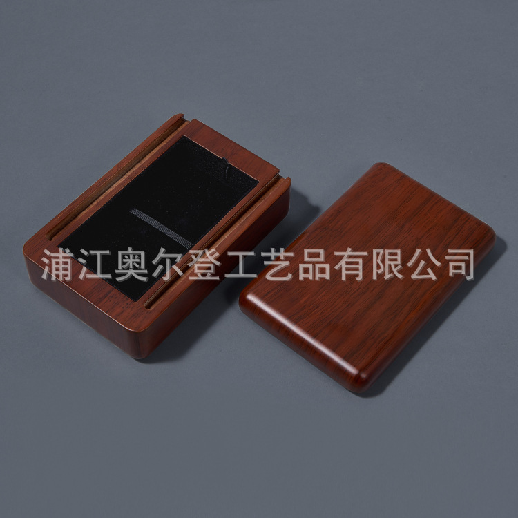Retro sliding wooden storage box, rectangular gift box, custom-made jewelry, wooden box for study and office detail image 3