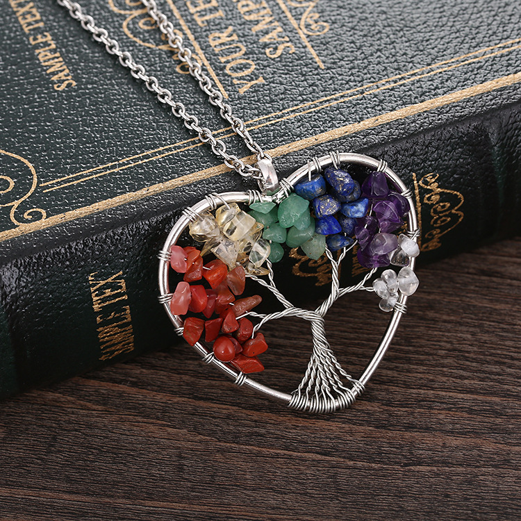 Retro Heart Shape Alloy Plating Natural Stone Pendant Necklace 1 Piece