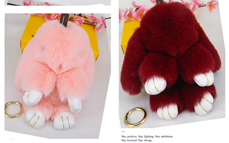 New Cute Rex Rabbit Fur Cute Rabbit Bag Car Ornament Keychain Pendant display picture 2