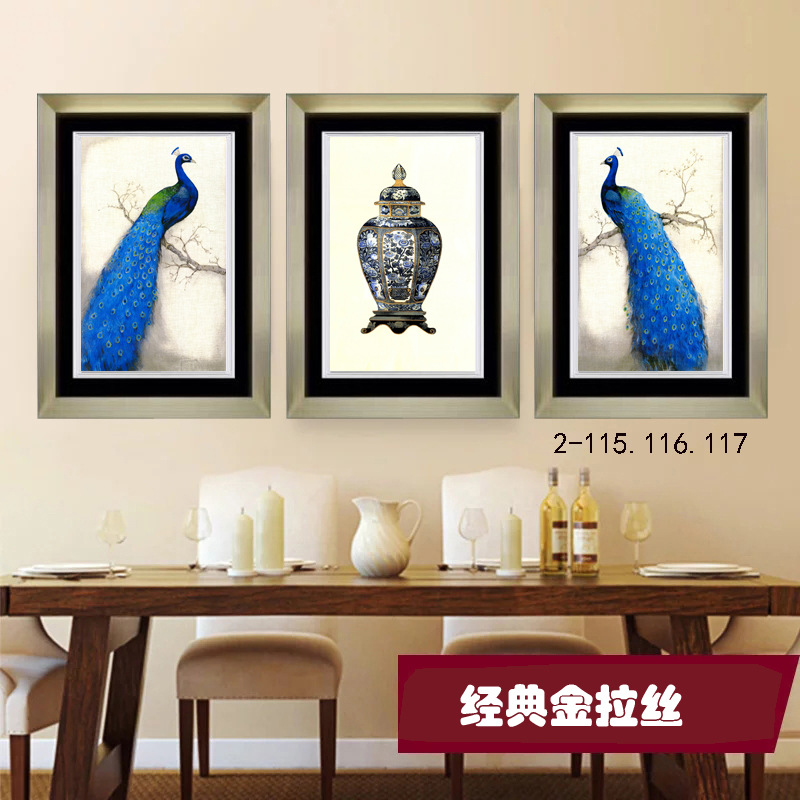薇艾可画业金拉丝框客厅装饰画现代简约时尚餐厅画酒店宾馆挂画