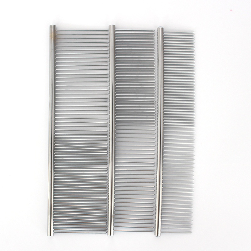 Pet peine gato y perro belleza peine de acero inoxidable peine recto densidad de doble uso suministros para mascotas