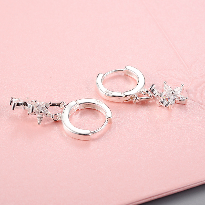Pendientes de plata esterlina 925 pendientes de diamantes de flores de moda pendientes de joyería de plata esterlina de estilo coreano pendientes de todo fósforo