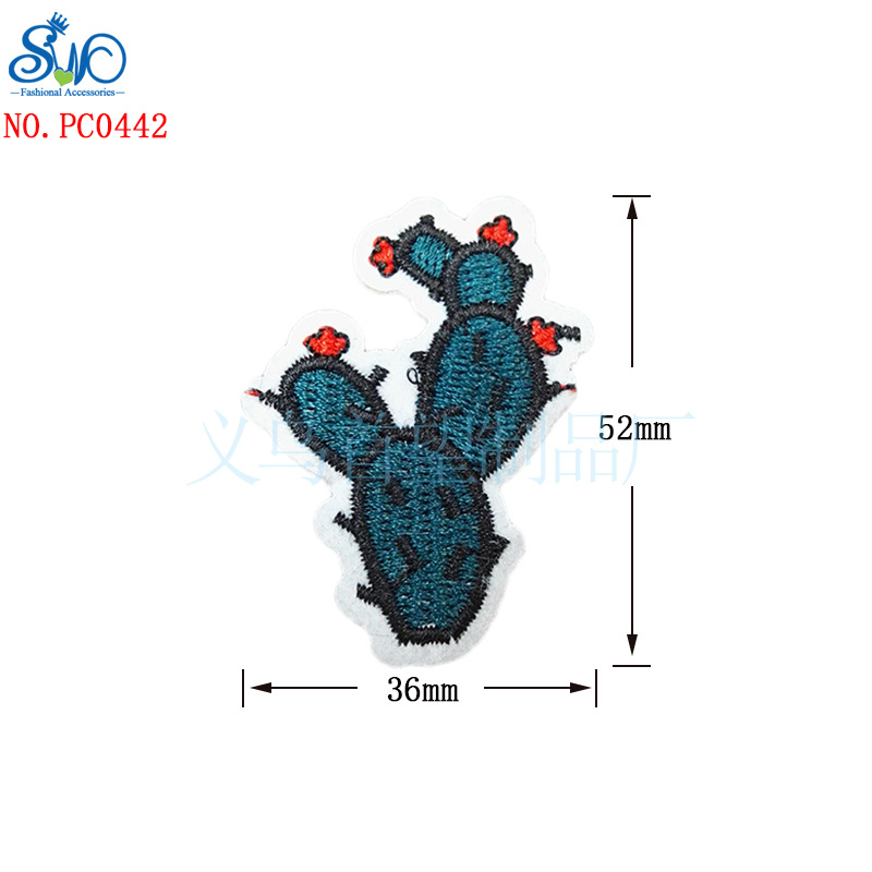 高端服饰刺绣布贴 仙人掌刺绣辅料补丁贴 童装服装配件批发