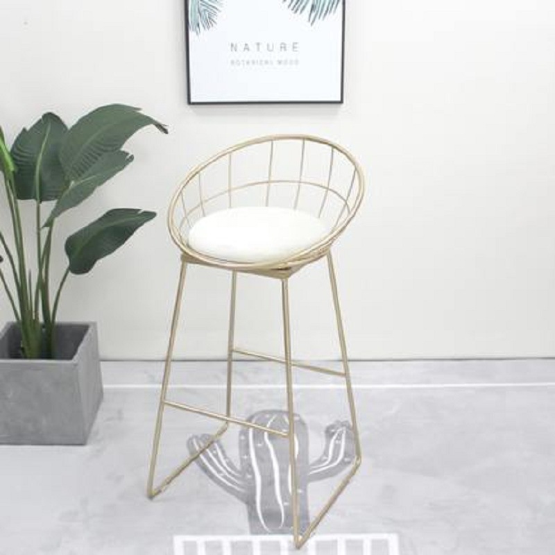 Nordic Hierro Bar silla respaldo simple Oro ins Silla de Bar personalidad creativa tienda de postres de la leche tienda de té taburete image 6