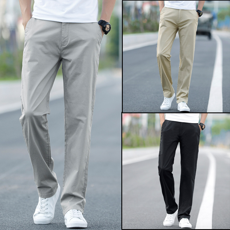 Four-sided Spring Business Casual Pants Men's Extra Large Plus Size Loose Straight Pants Youth Plus Size Men's Wear