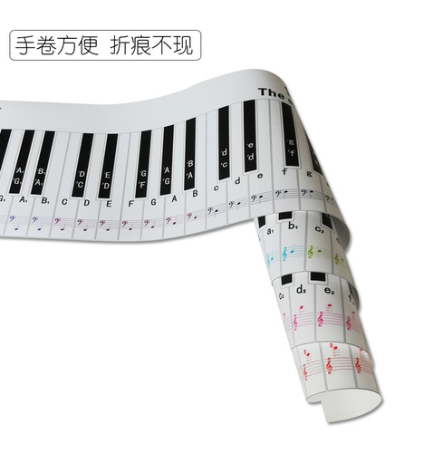Piano keyboard stickers 88 key practice stickers simple notation staff digital fingering simulation 1:1 simulation wall chart