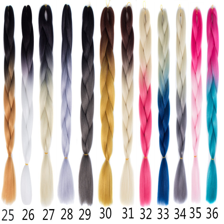 大辫子非洲染色脏辫假发非洲大辫子彩色一色二色三色渐变色辫子