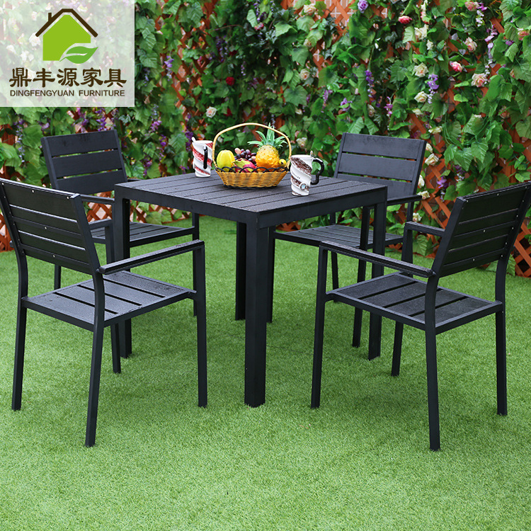 Outdoor table and Chairs outdoor garden garden casual restaurant table and chair combination plastic wood table and chair combination simple terrace furniture