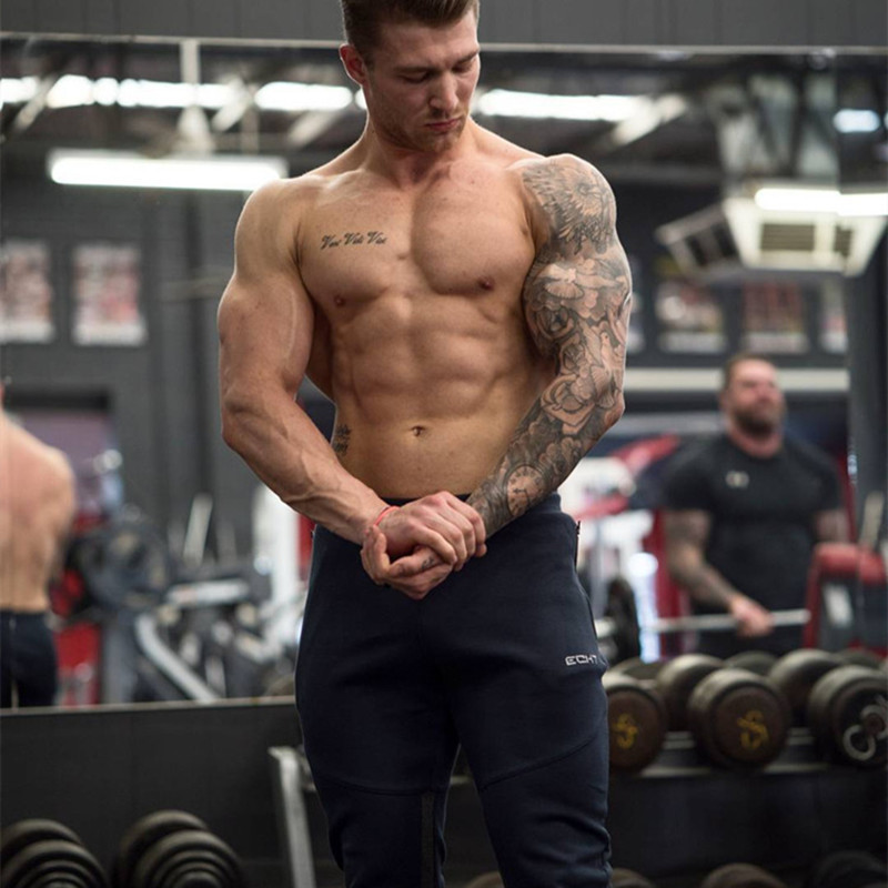 Men's Clothing fitness high waist trousers men trendy sports slim pants men casual pants _voghion.com