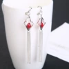Red diamond silver ear clip model