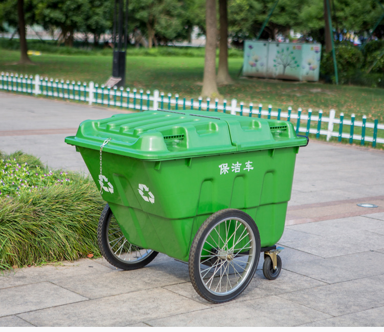 塑料垃圾推车保洁车  双色可选 带翻盖厂家生产  品质可靠