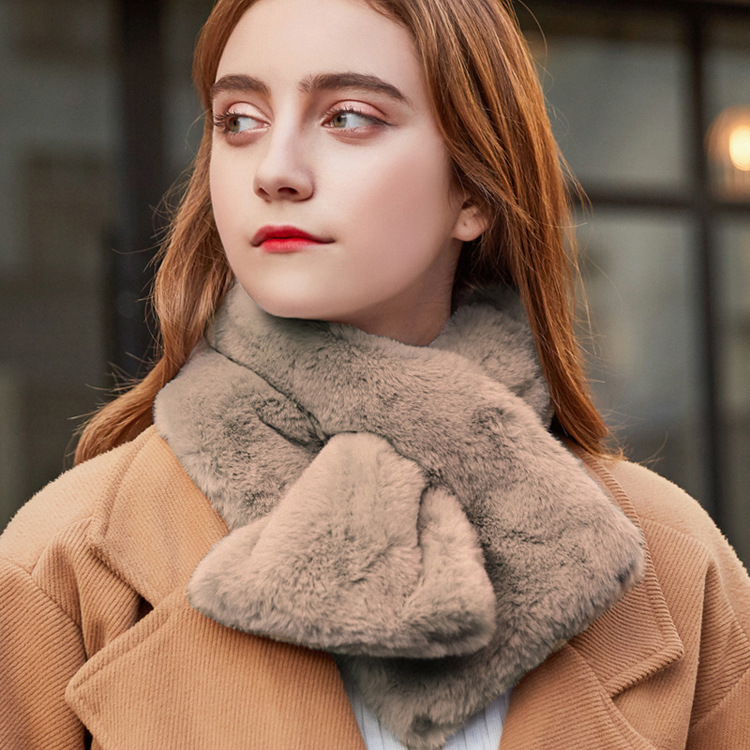 【小号】冬季保暖单色毛绒围巾新款韩版时尚百搭兔毛毛皮草围巾