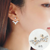 Earrings from pearl, flowered, with snowflakes, wholesale