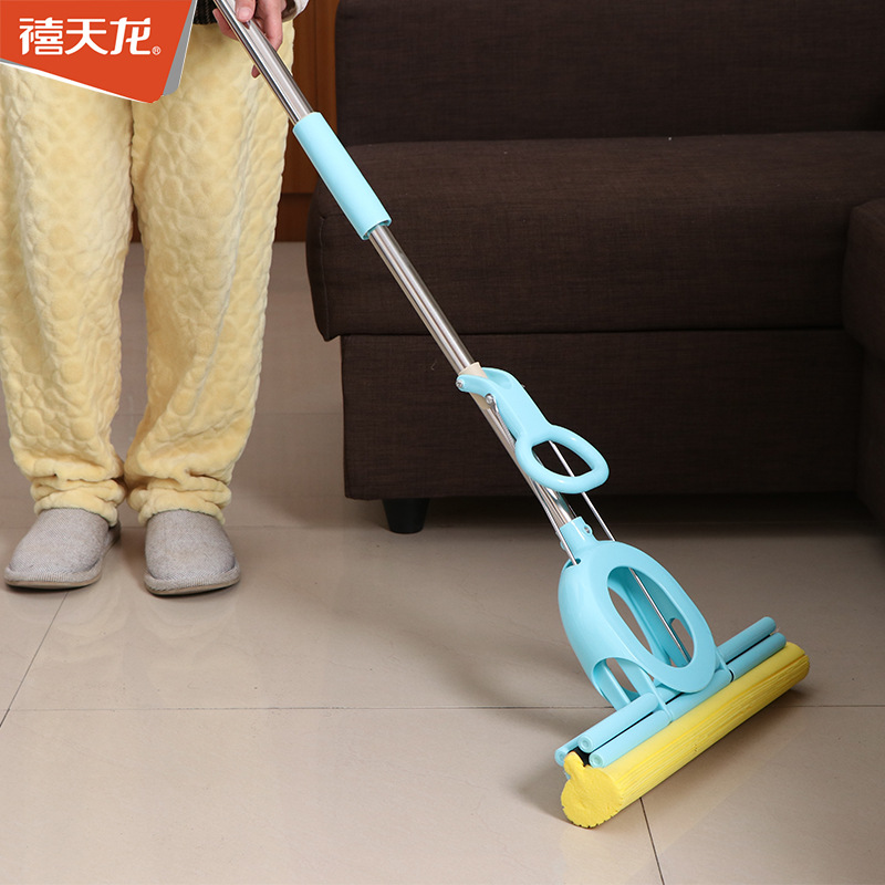 Mop Fold Sponge Flat Stainless steel Broom Dustpan clean household Wet and dry Dual use Hand wash