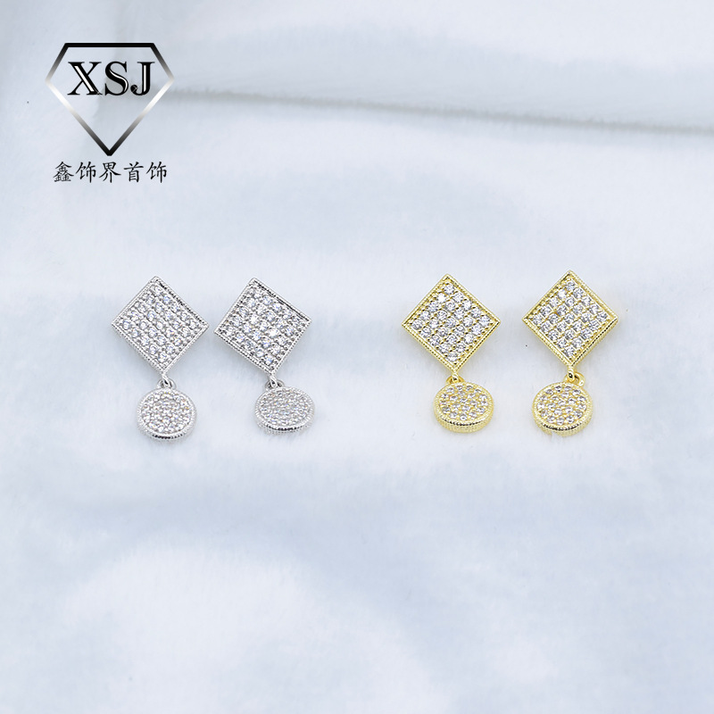 square earrings with zircon