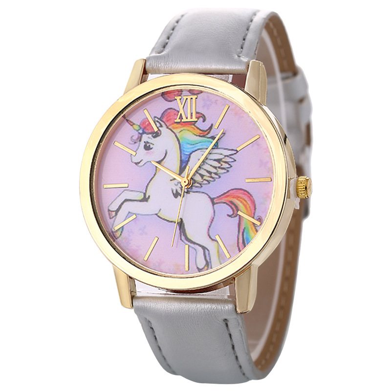 Cute childrens pony unicorn rainbow wings belt quartz ladies casual watch wholesalepicture6