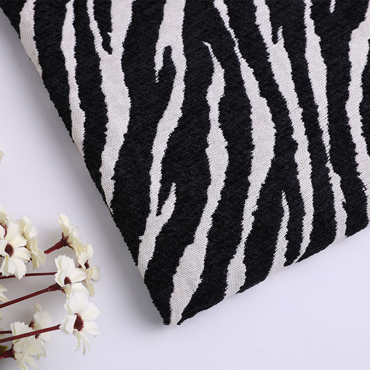 黑白双色条纹布 斑马纹色织金银丝面料 黑白条纹提花布