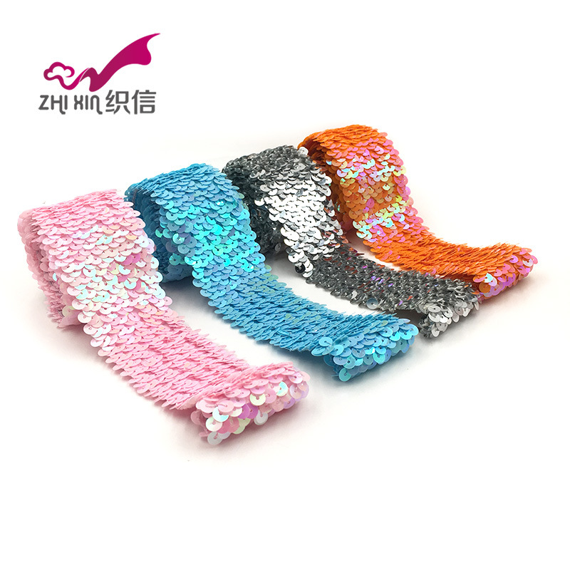 Supplying Accessories for dance wear 4.8cm Elastic force Sequins 5 Sequins lace Webbing Multicolor cash payment