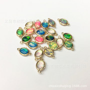 铜包边幻彩8*10mm椭圆旦形欧泊宝石树脂彩色diy饰品配件手工材料