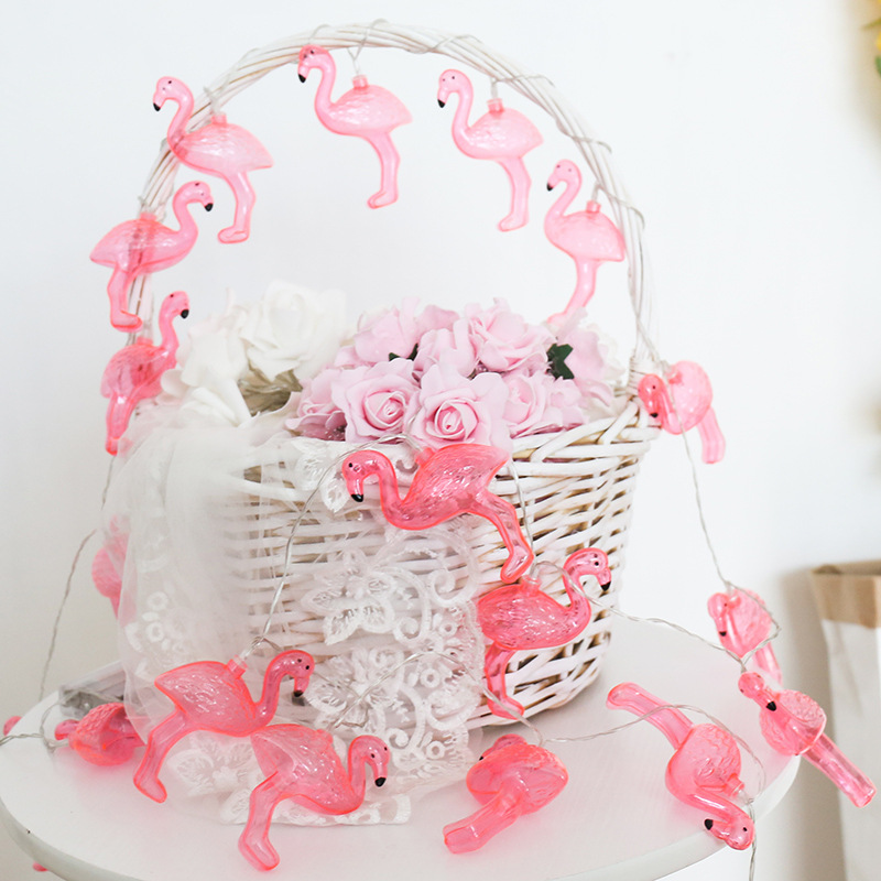 産地貨源創意款火烈鳥卡通led燈串 跨境專供爆款室內裝飾彩燈閃燈