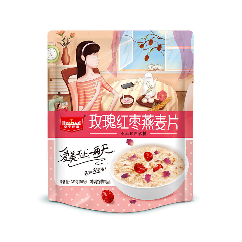工厂直销一件代发 玫瑰红枣燕麦片350g 营养速溶免煮早餐冲调饮品|ms