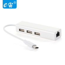 USB3.1 Type-C转网线集线器百兆免驱HUB网卡type-c转RJ45