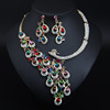 Ruby necklace and earrings, set for bride, accessory, European style, wholesale