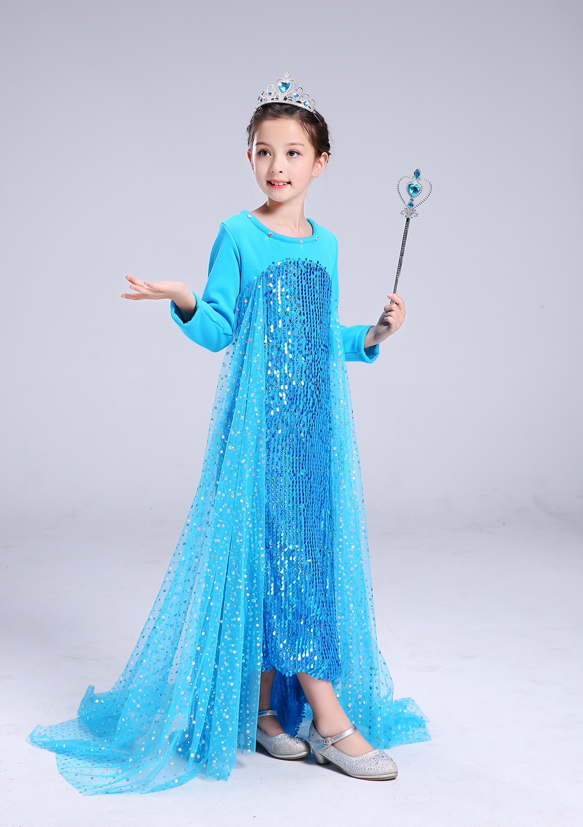 Christmas Ice Snow Enchanted Princess Skirt with No Pouring Sequins Thickening Down for Autumn and Winter Girls'_voghion.com