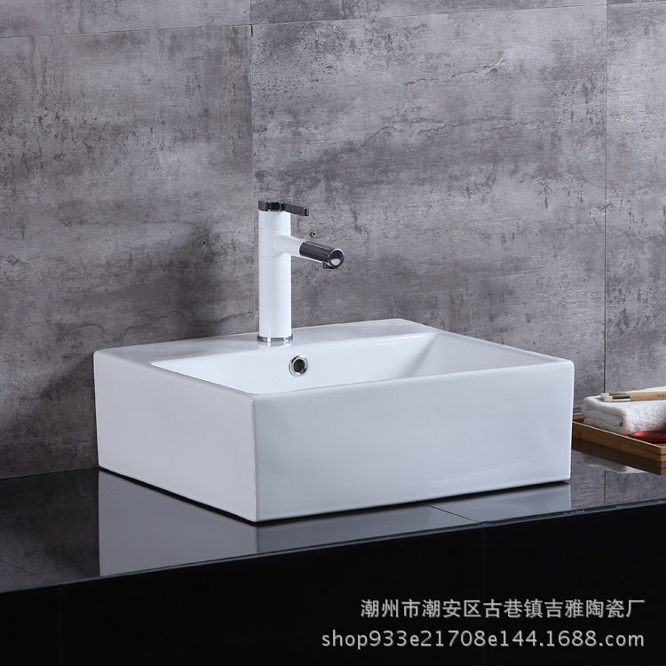 Comercio al por mayor de cerámica Jiya lavabo blanco mesa de cerámica lavabo cuarto de baño Mesa modelo 5575