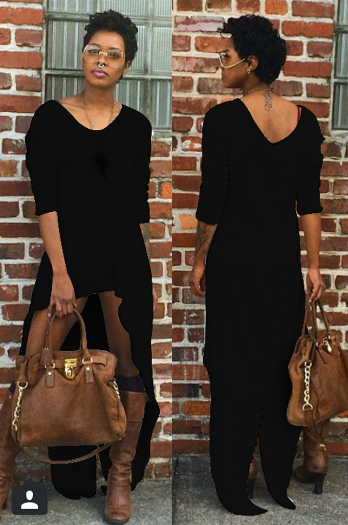 Long Sleeve Irregular Hem Dress Thick Fabric Deep V Neck Fashionable Design Autumn and Winter Wear Wholesale