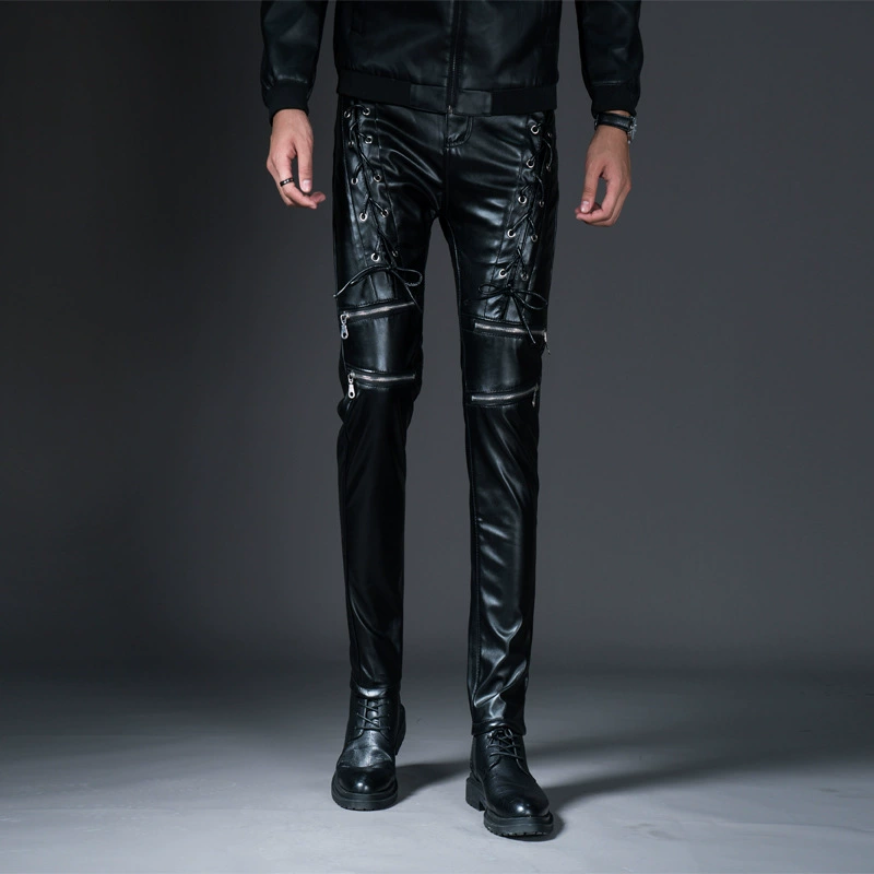 Мэн старший брат индивидуальные мужские кожаные брюки мужские зимние Молодежные трендовые корейские облегающие мужские брюки с маленькими ногами поколение волос