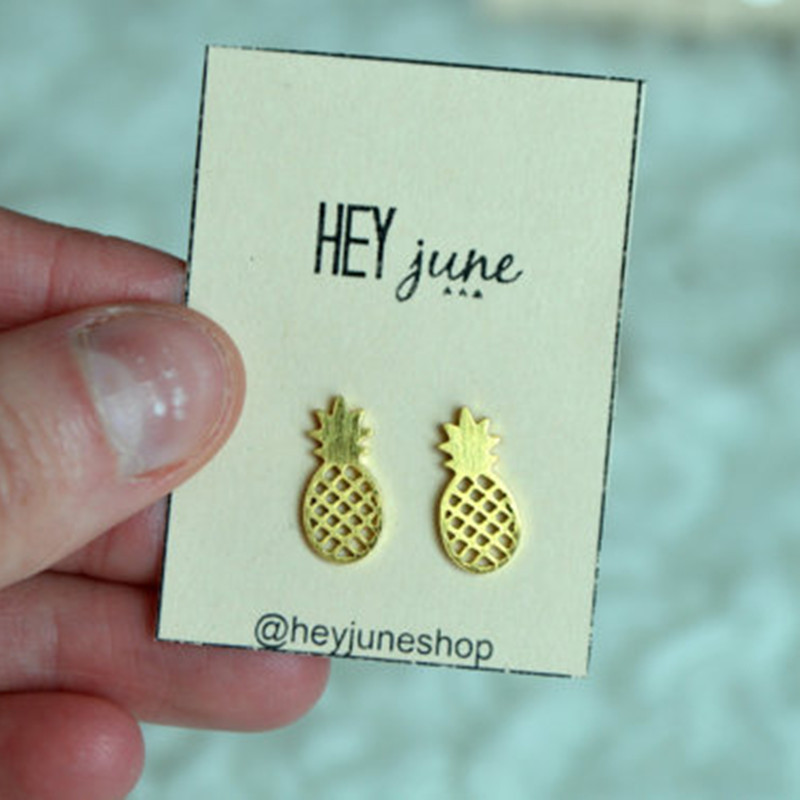 Vente Chaude De Fruits Ananas Creux Or Et Boucles D&#39;oreilles En Argent En Gros display picture 1