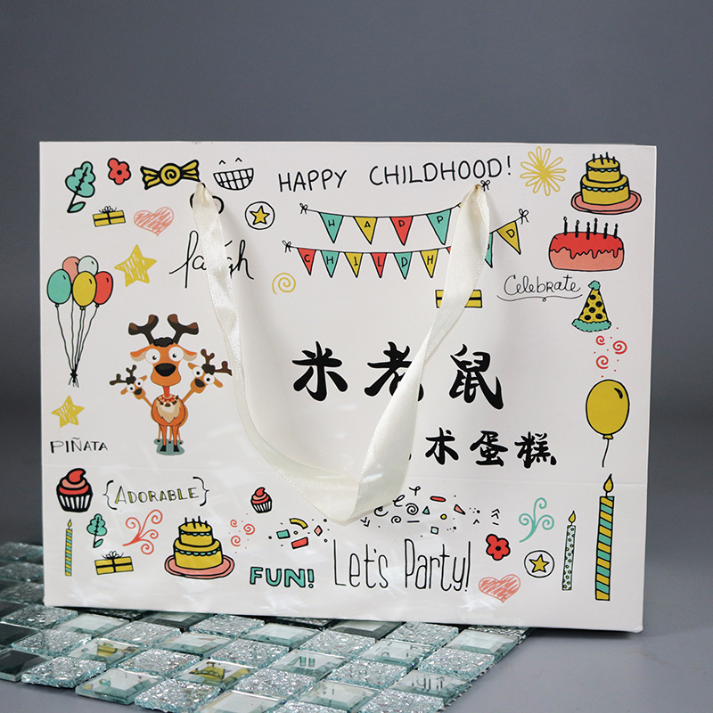 厂家直发服装手提纸袋外卖卡通礼品包装纸袋购物手提纸质袋子